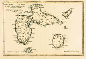 De Eilanden van Guadeloupe, Marie-Galante, La Desirade, en de Isles des Saintes, Franse koloniën in de Antillen, uit 